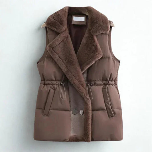Womens Luxurious Fur-Collared Puffer Vest for Ultimate Warmth - Rebooters