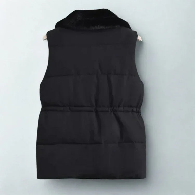 Womens Luxurious Fur-Collared Puffer Vest for Ultimate Warmth - Rebooters