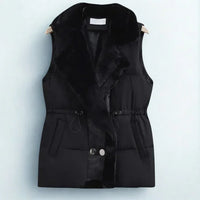 Womens Luxurious Fur-Collared Puffer Vest for Ultimate Warmth - Rebooters