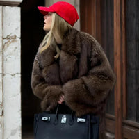 Women's Oversized Fur Coat Fluffy Faux Fox Fur Jacket - Rebooters