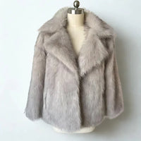 Women's Oversized Fur Coat Fluffy Faux Fox Fur Jacket - Rebooters