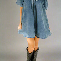 Vada Womens Puff Sleeve Denim Mini Dress, - Rebooters -Women's Dresses