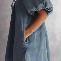 Vada Womens Puff Sleeve Denim Mini Dress, - Rebooters -Women's Dresses