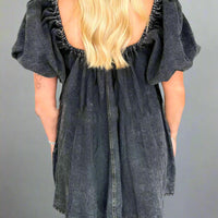 Vada Womens Puff Sleeve Denim Mini Dress, - Rebooters -Women's Dresses