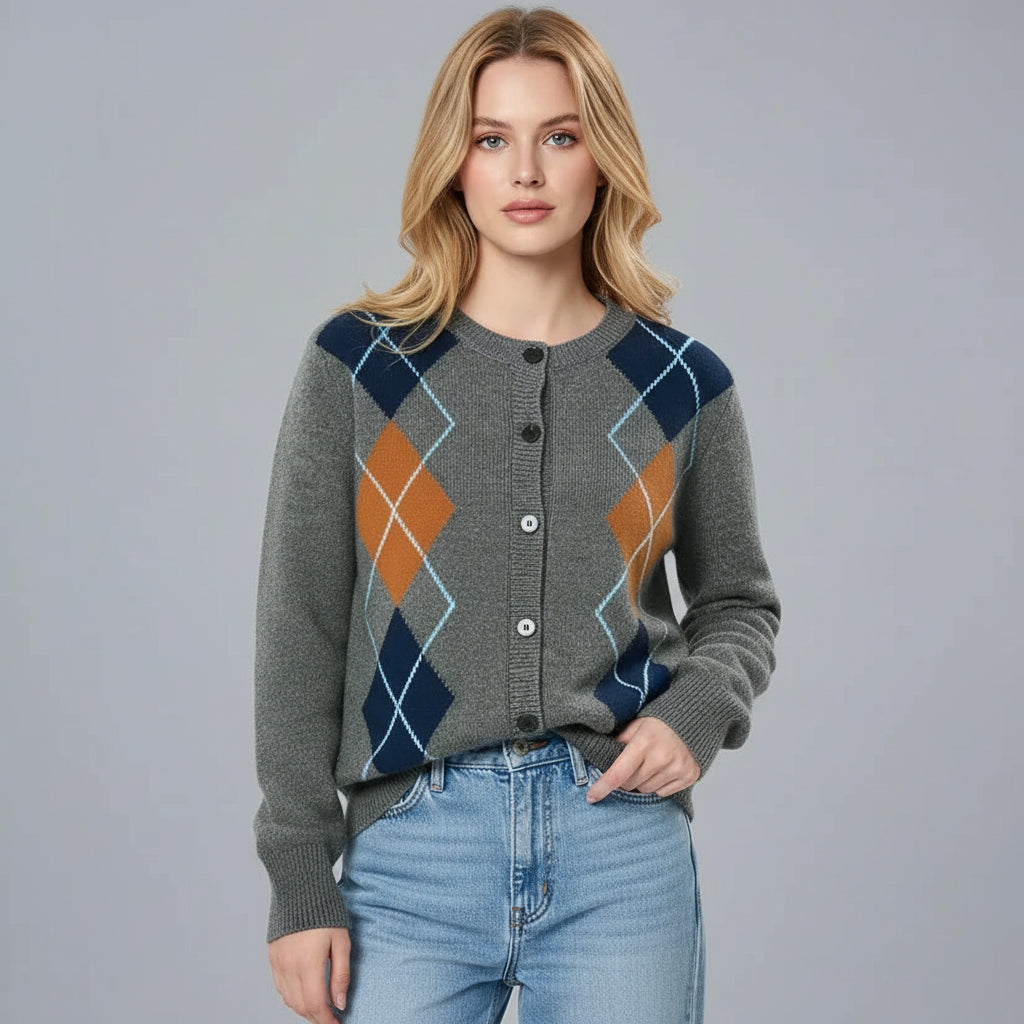 Women’s Retro Argyle Cardigan Sweater | Rebooters