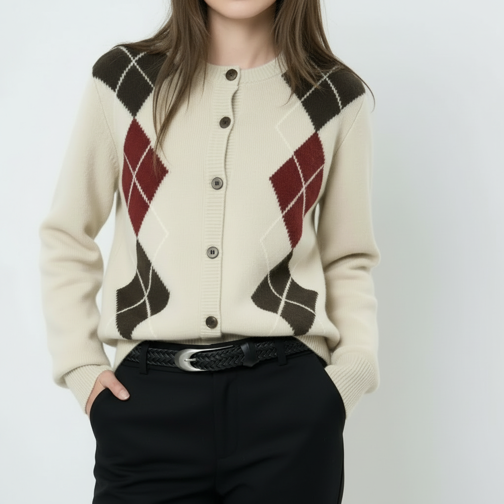 Women’s Retro Argyle Cardigan Sweater | Rebooters