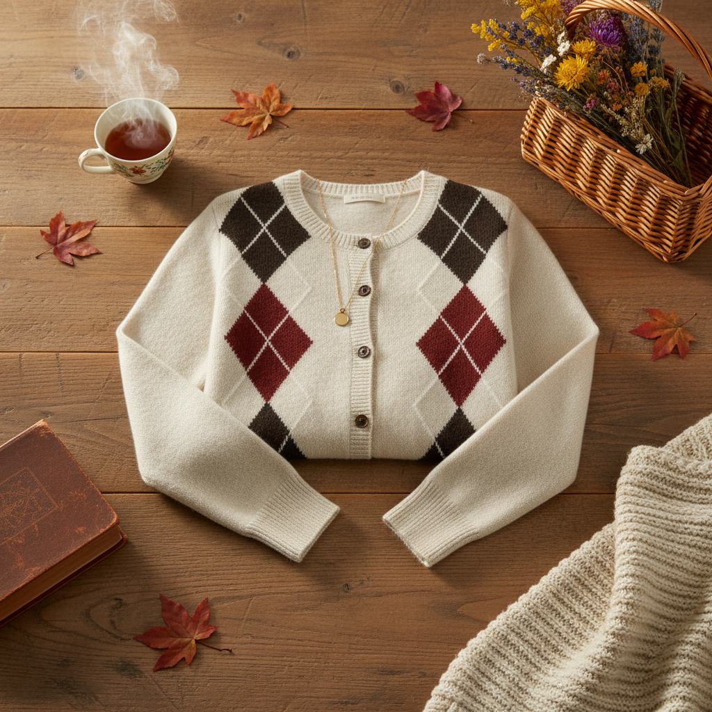 Women’s Retro Argyle Cardigan Sweater | Rebooters