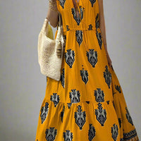 Mia Vibrant Printed Sleeveless Maxi Dress with Flowing Silhouette for Elegant Style - Rebooters -Women's Dresses