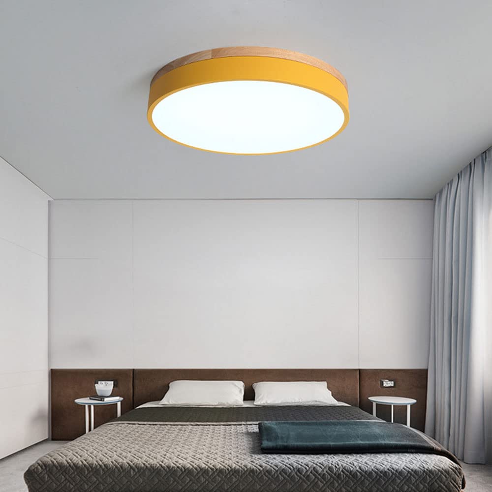 Wood Nordic LED Round Flush Ceiling Light for Elegant Spaces - Rebooters