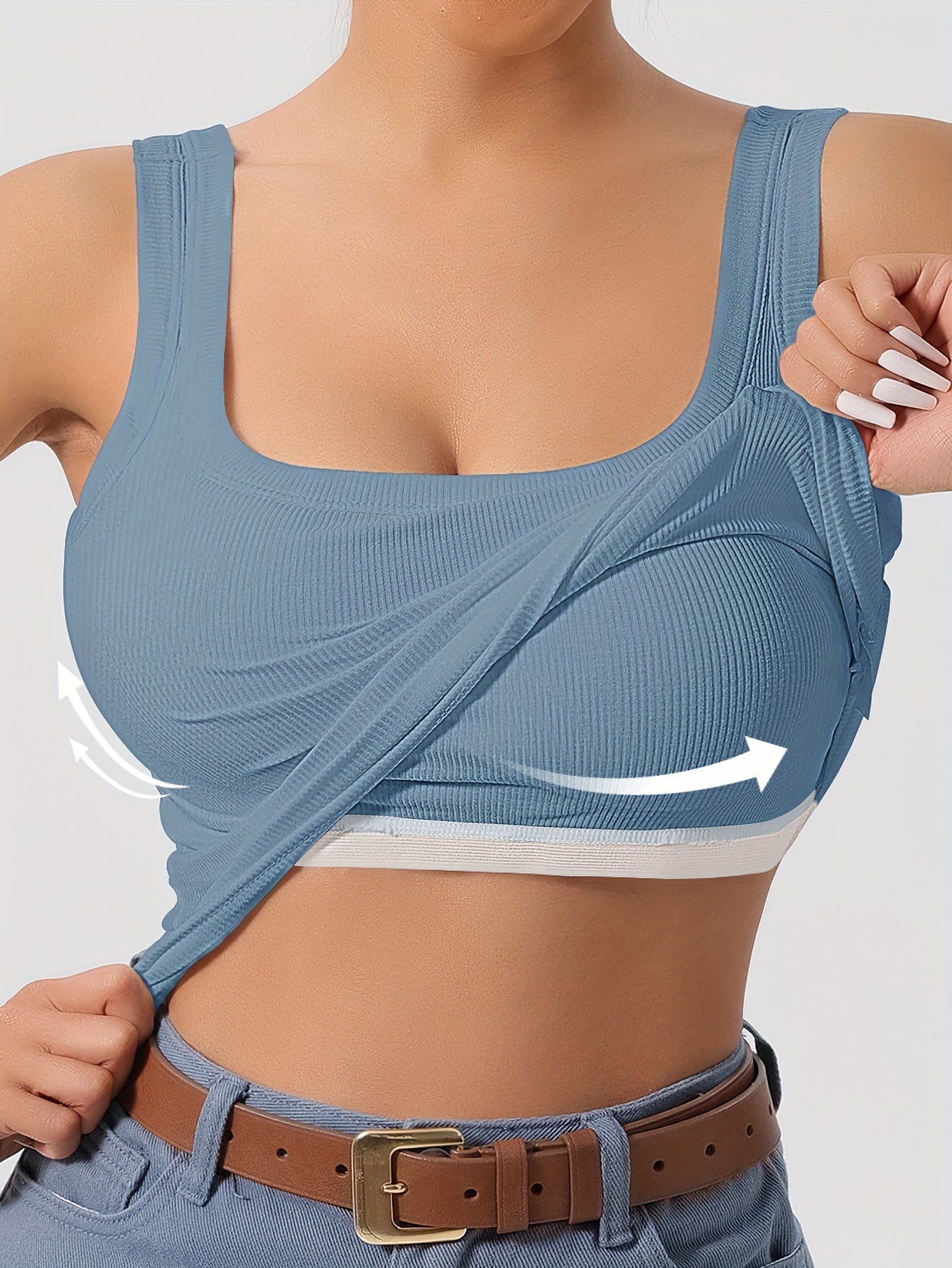 Ribbed Crop Tank Top With Built-In Support For Women - Rebooters