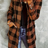 Plaid Button-Up Shirt Long Sleeves for Women - Cozy Style Rebooters Womens Shirts