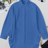 Oversized Ruffle Hem Shirt Dress For Women - Chic Style Rebooters Womens Shirts