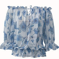 Off-Shoulder Floral Blouse for Women with Balloon Sleeves Rebooters Womens Shirts