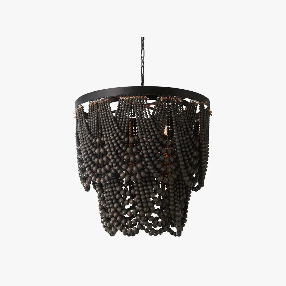 Multi-Layer Beaded Design Wooden Chandelier for Living Room | Rebooters - Rebooters