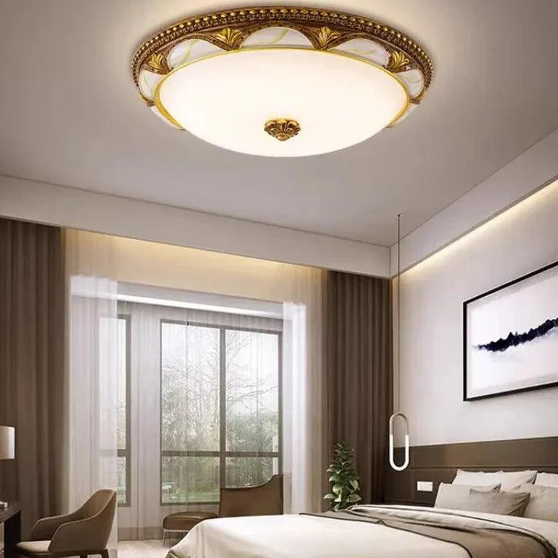 Brass Round Vintage Ceiling Light for Living Room Bedroom - Rebooters