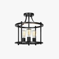 Cylindrical Frame Black Industrial Pendant Light Fixture - Rebooters