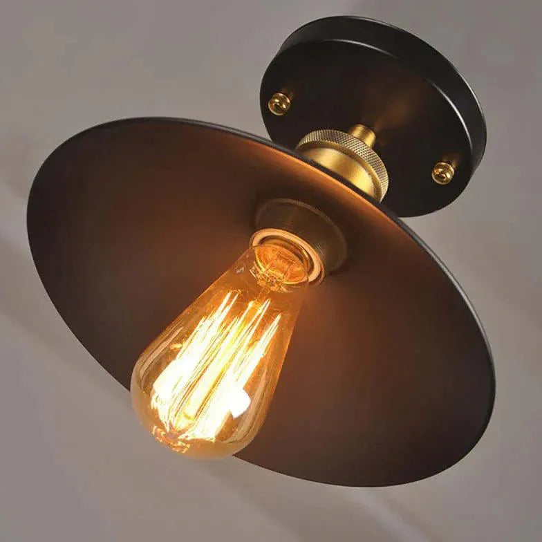 Black Conical Metal Shade Industrial Ceiling Light Fixture - Rebooters