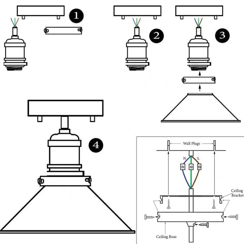 Black Conical Metal Shade Industrial Ceiling Light Fixture - Rebooters