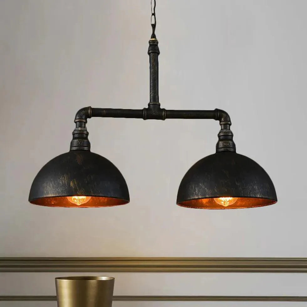 Black Metal Dual-Shade Industrial Pendant Light Fixture | Rebooters - Rebooters