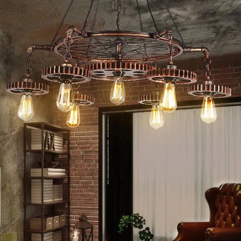 Gear Shaped Antique Bronze Industrial Pendant Light Fixture | Rebooters - Rebooters