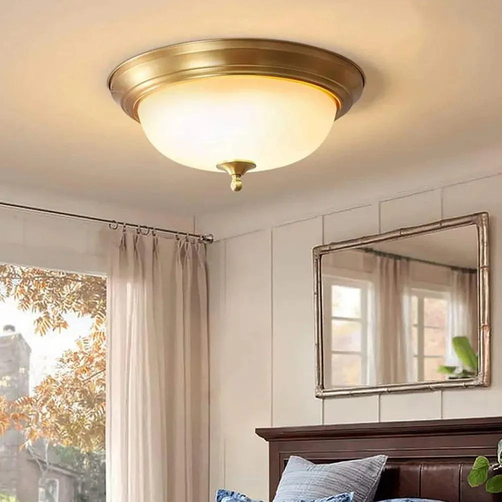 Retro Bowl Shape Vintage Gold Flush Ceiling Lights Fixture - Rebooters