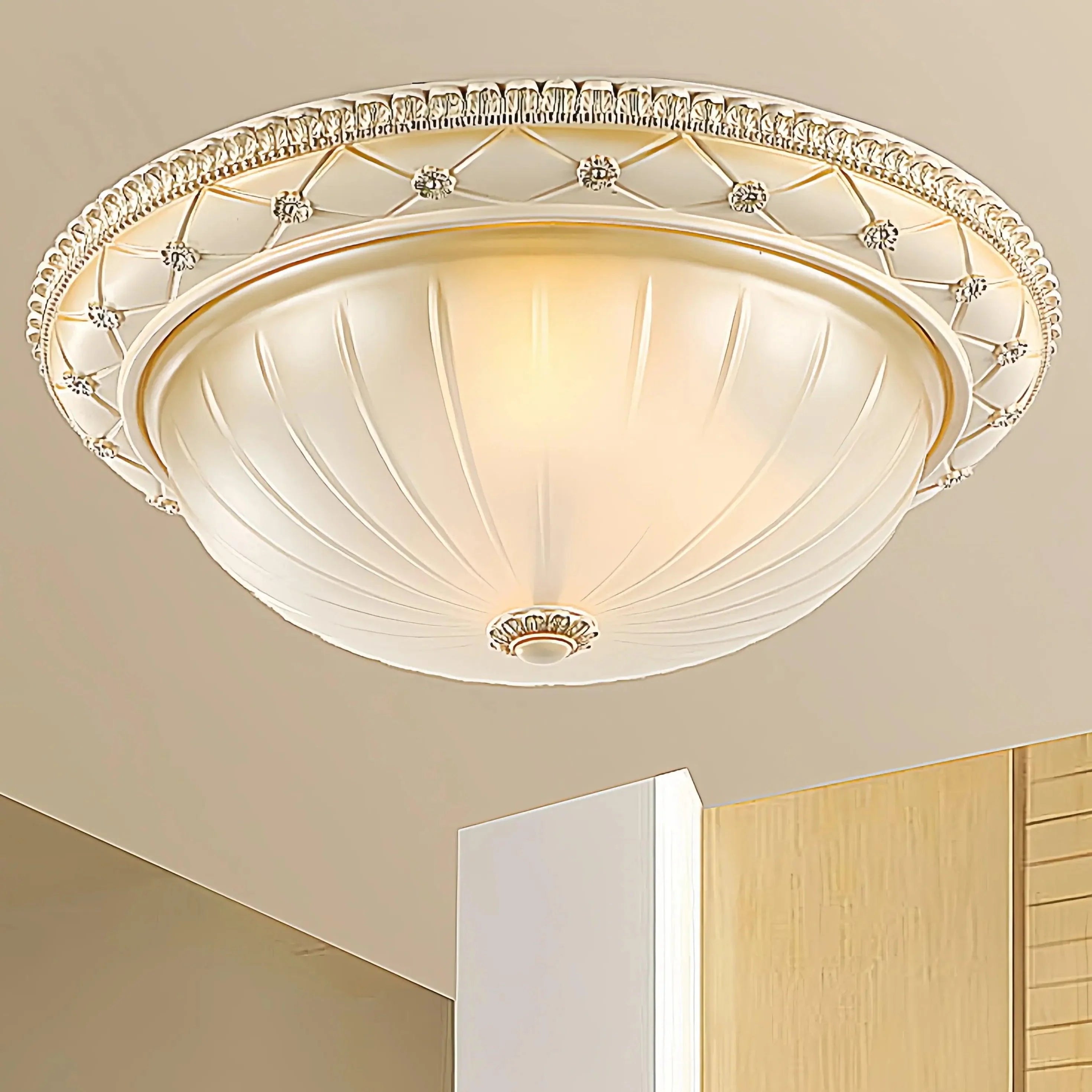 Round Pattern Design Vintage Glass Ceiling Light Fixture - Rebooters