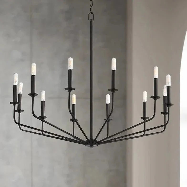 Black Metal Modern LED Chandelier for Living Room Decor | Rebooters - Rebooters