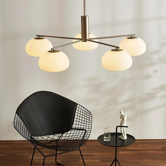Frosted Glass Shade Modern White Chandelier For Home Decor | Rebooters - Rebooters