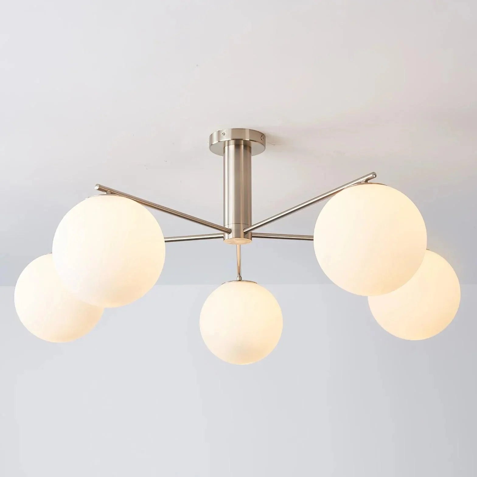 Frosted Glass Shade Modern White Chandelier For Home Decor | Rebooters - Rebooters