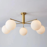 Frosted Glass Shade Modern White Chandelier for Living Room - Rebooters