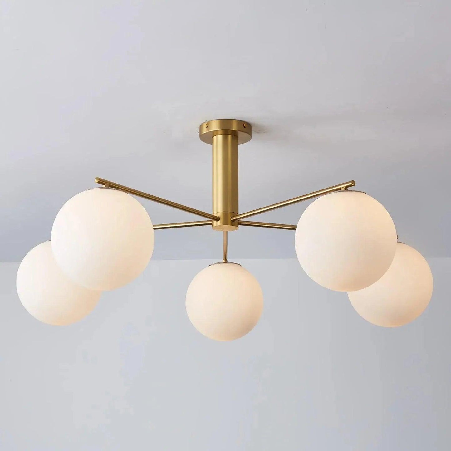 Frosted Glass Shade Modern White Chandelier for Living Room - Rebooters