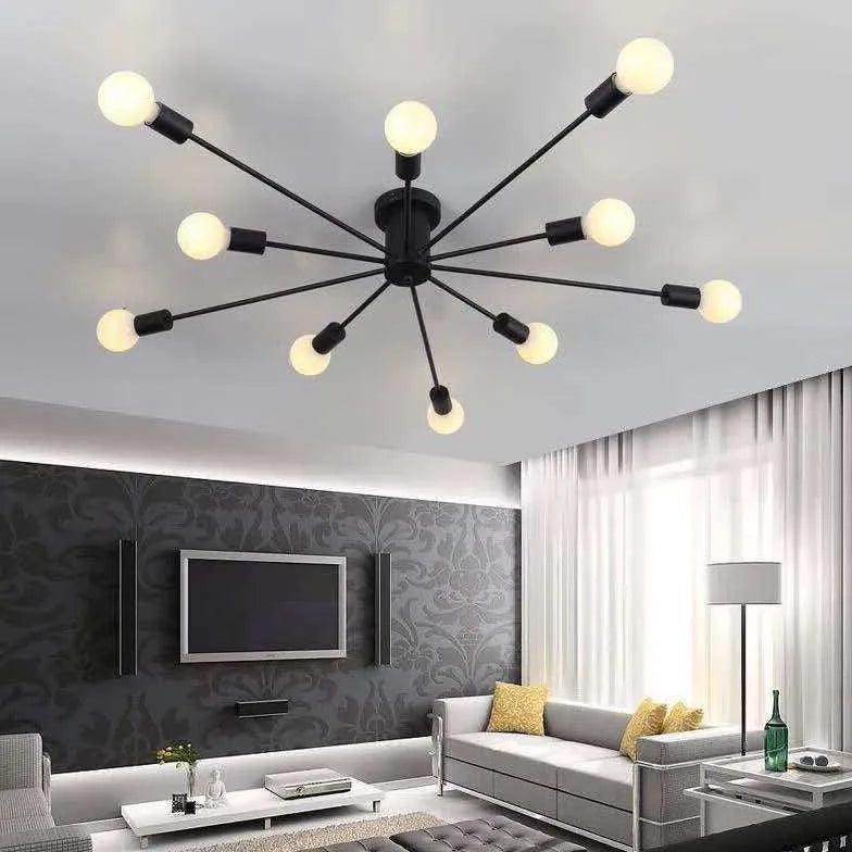 Black Metal Multi-Light Spherical Ceiling Light Fixture - Rebooters