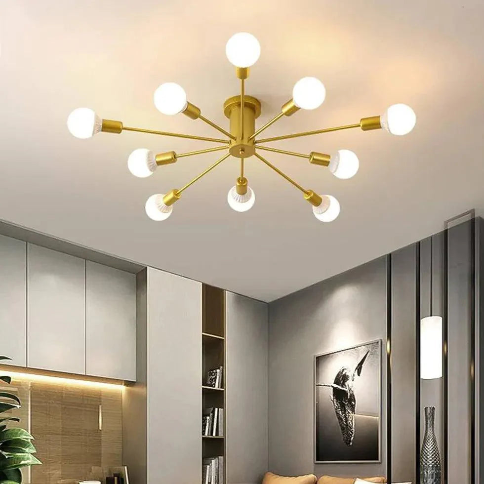 Black Metal Multi-Light Spherical Ceiling Light Fixture - Rebooters