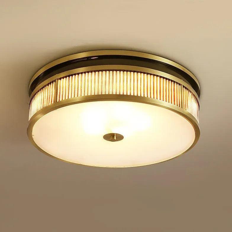 Frosted Stripes Modern Gold Flush Ceiling Lights for Living Room - Rebooters