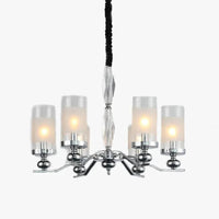 Cylindrical Shade Silver Modern Glass Chandelier Pendant Lamp | Rebooters - Rebooters
