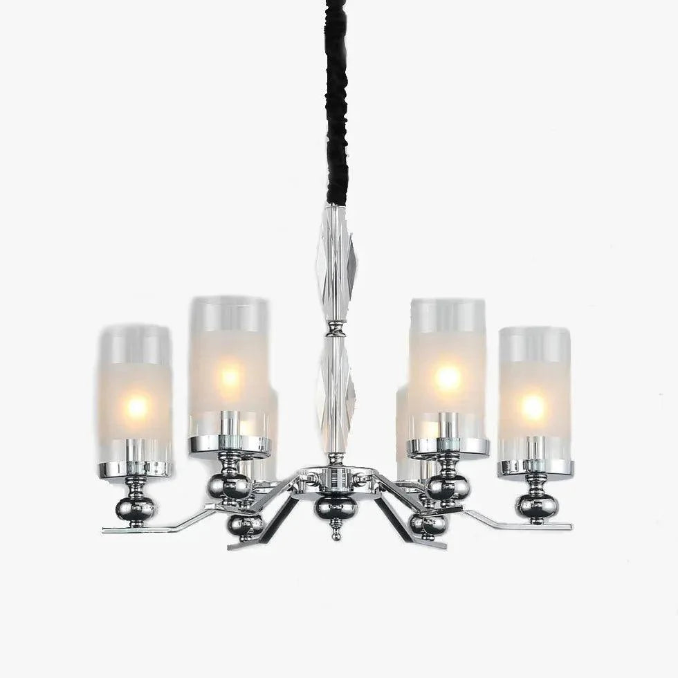 Cylindrical Shade Silver Modern Glass Chandelier Pendant Lamp | Rebooters - Rebooters