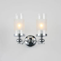 Cylindrical Shade Silver Modern Glass Chandelier Pendant Lamp | Rebooters - Rebooters