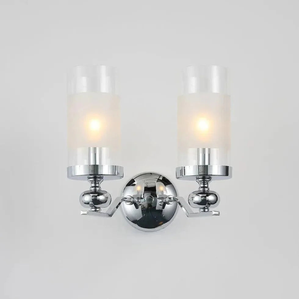 Cylindrical Shade Silver Modern Glass Chandelier Pendant Lamp | Rebooters - Rebooters