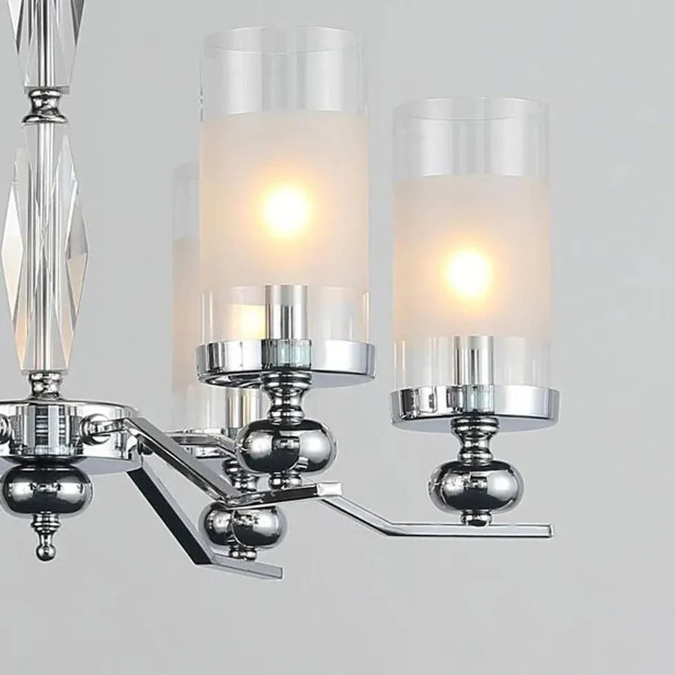 Cylindrical Shade Silver Modern Glass Chandelier Pendant Lamp | Rebooters - Rebooters