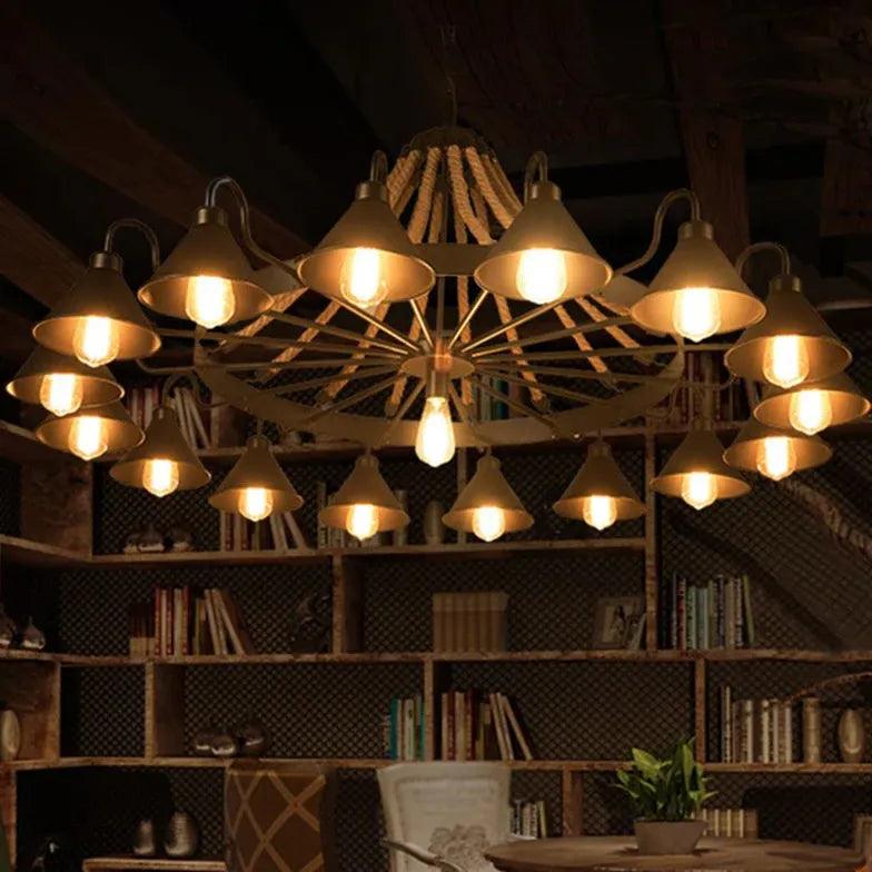 Wheel-Shaped Radiant Design Vintage Chandelier for Home | Rebooters - Rebooters