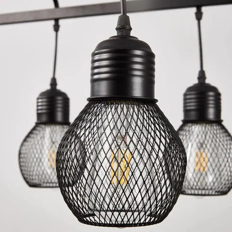 Grid Light Bulb Black Dining Room Chandelier for Elegance | Rebooters - Rebooters