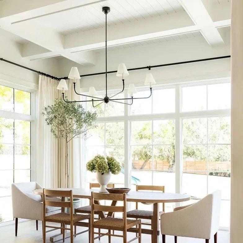 Six-Light White Shade Vintage Chandelier for Elegant Spaces | Rebooters - Rebooters