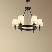 Multi-Light Fabric Shade Industrial Living Room Chandelier | Rebooters - Rebooters