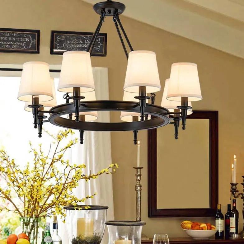 Multi-Light Fabric Shade Industrial Living Room Chandelier | Rebooters - Rebooters