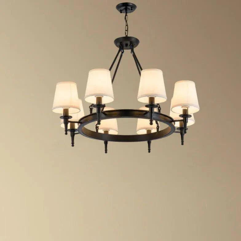 Multi-Light Fabric Shade Industrial Living Room Chandelier | Rebooters - Rebooters