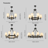 Multi-Light Fabric Shade Industrial Living Room Chandelier | Rebooters - Rebooters