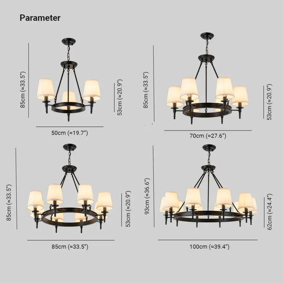 Multi-Light Fabric Shade Industrial Living Room Chandelier | Rebooters - Rebooters