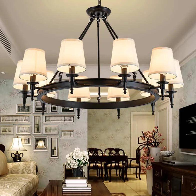 Multi-Light Fabric Shade Industrial Living Room Chandelier | Rebooters - Rebooters