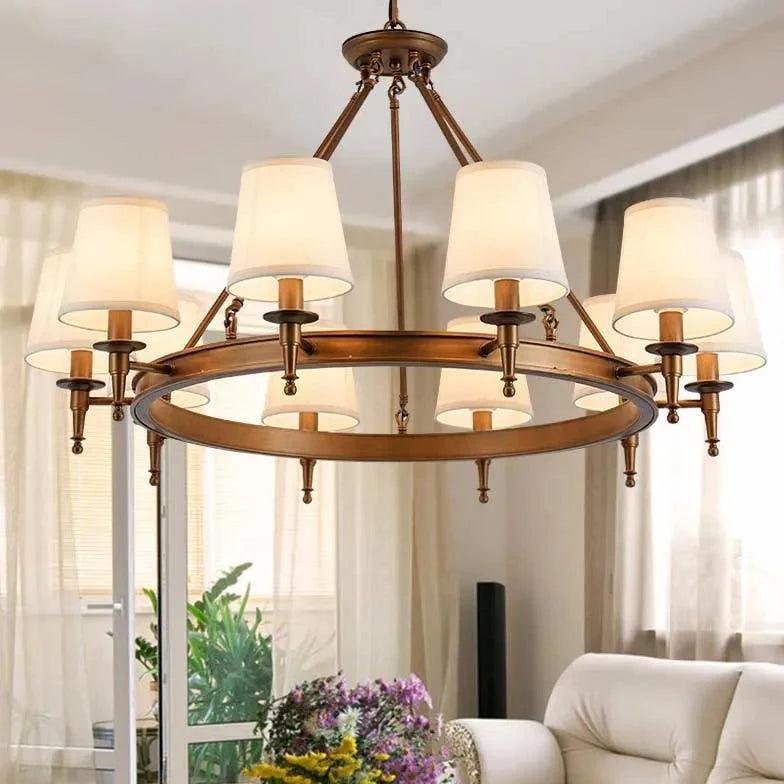 Multi-Light Fabric Shade Industrial Living Room Chandelier | Rebooters - Rebooters