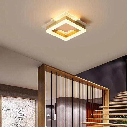 Square Gold Modern Corridor Ceiling Light for Indoor Use - Rebooters